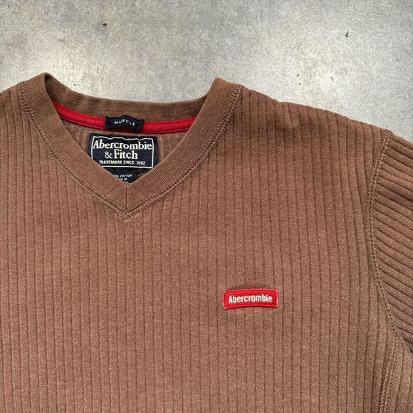 Abercrombie & Fitch Other - Abercrombie & Fitch Brown Long Sleeve V-Neck Pullover Size Medium Muscle Fit
